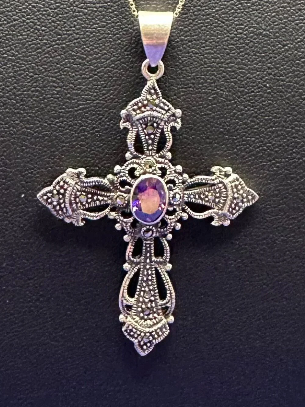 Charles Winston 925 Art Deco Revival Cross Pendant